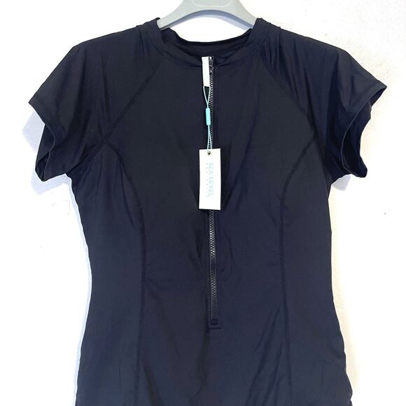 SEA LEVEL AUSTRALIA NWT Essentials Short Sleeve One Piece in Black Size US 12 - Picture 6 of 15